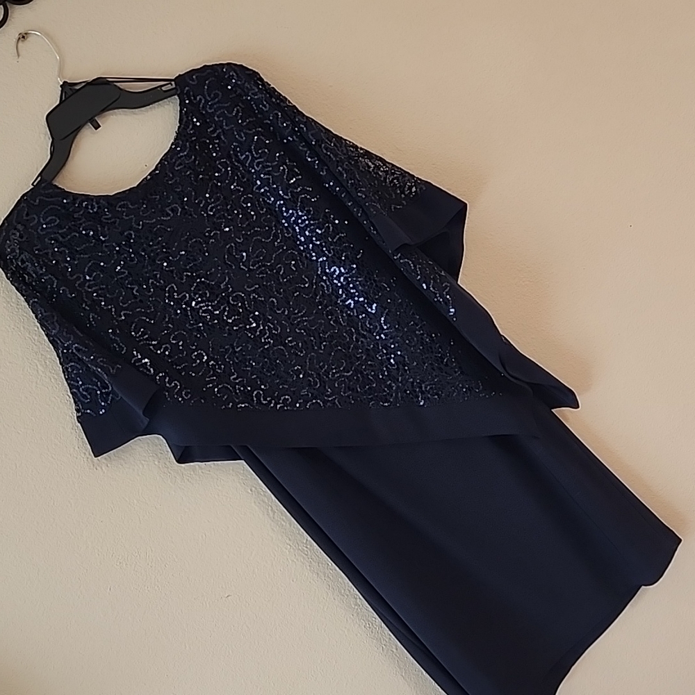 Navy Blue Cocktail/Mother of bride dress sz 16